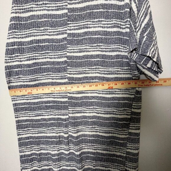 Sadie & Sage Striped Duster Cardigan Women's Medium Gray Open Front Knit Cover - Picture 3 of 10